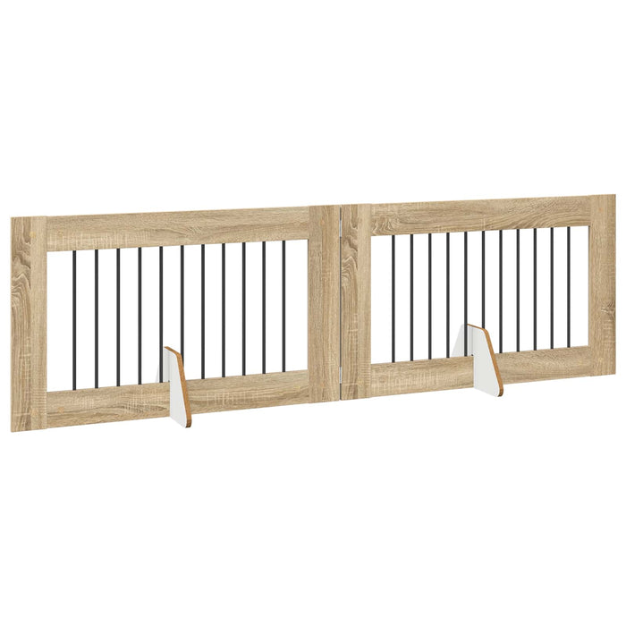 Poartă pentru câini cu suporturi 2 pcs Stejar Sonoma WALTI