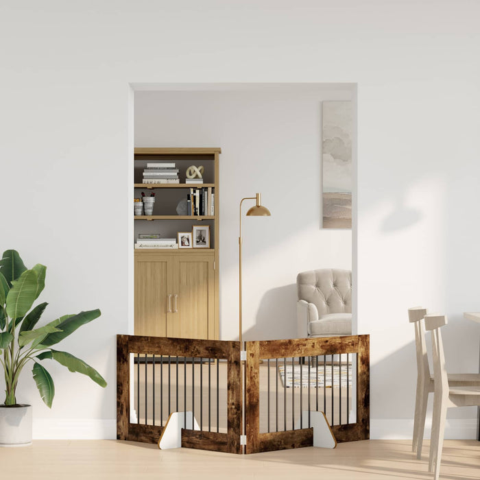 Poartă pentru câini cu suporturi 2 pcs Stejar fumuriu WALTI