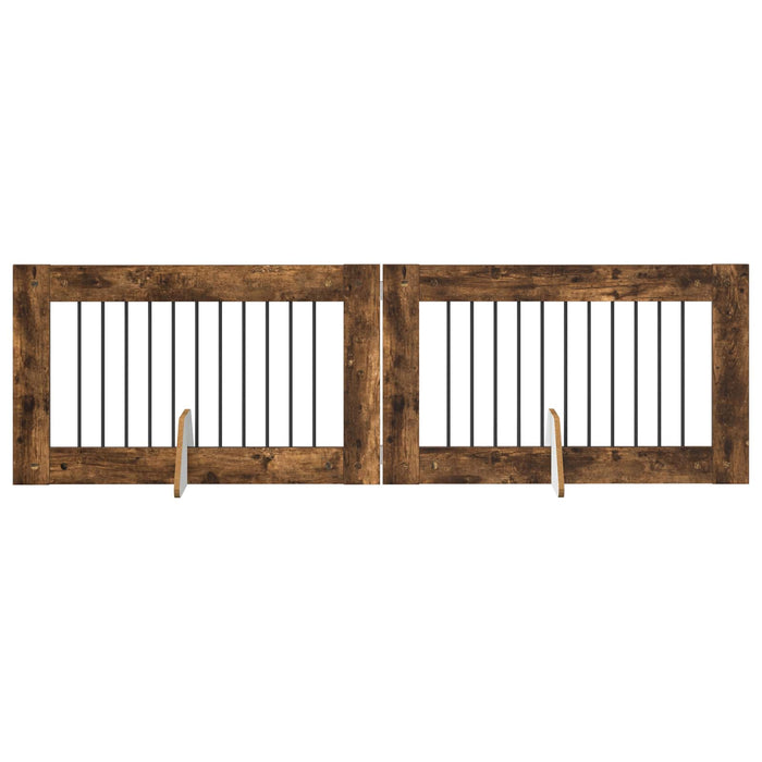 Poartă pentru câini cu suporturi 2 pcs Stejar fumuriu WALTI