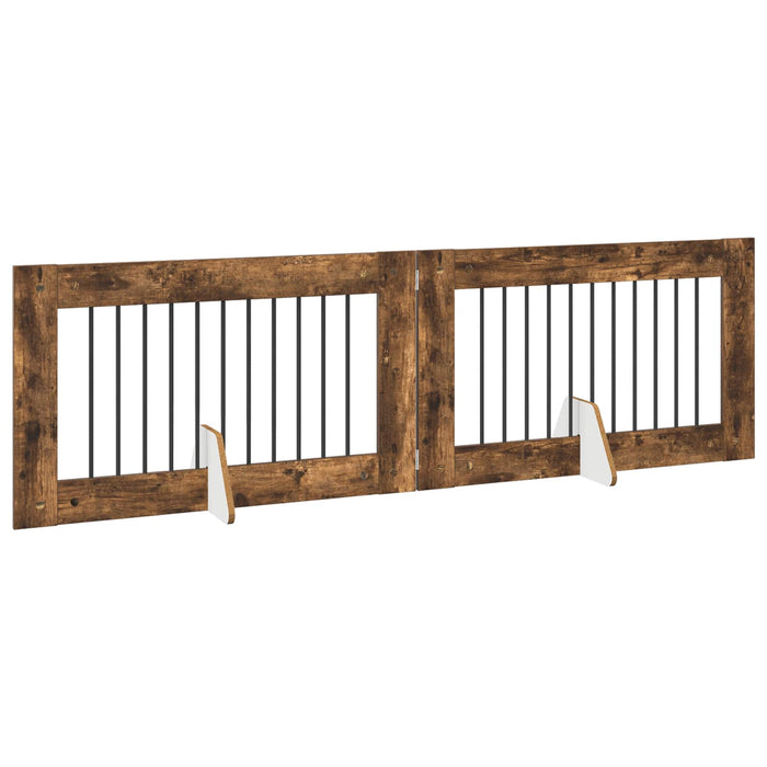 Poartă pentru câini cu suporturi 2 pcs Stejar fumuriu WALTI