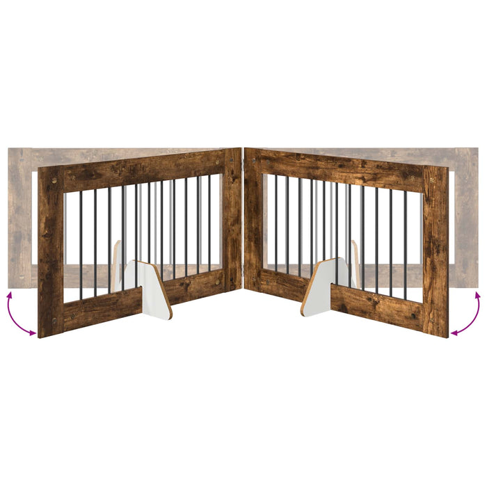 Poartă pentru câini cu suporturi 2 pcs Stejar fumuriu WALTI