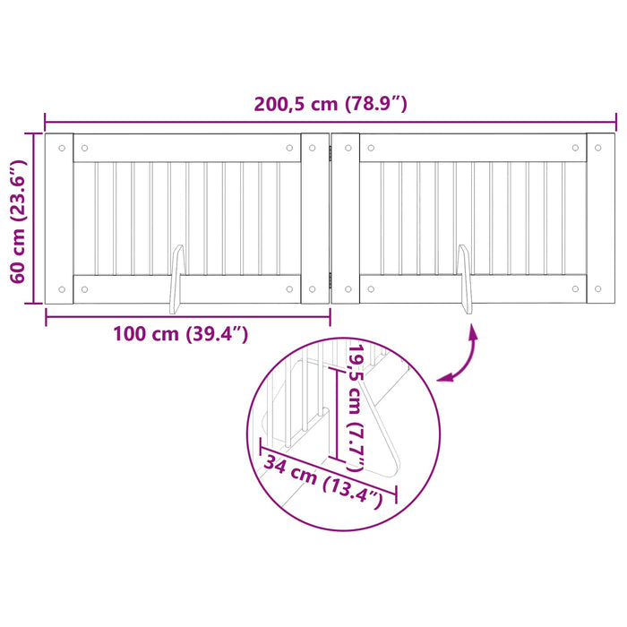 Poartă pentru câini cu suporturi 2 pcs Stejar fumuriu WALTI
