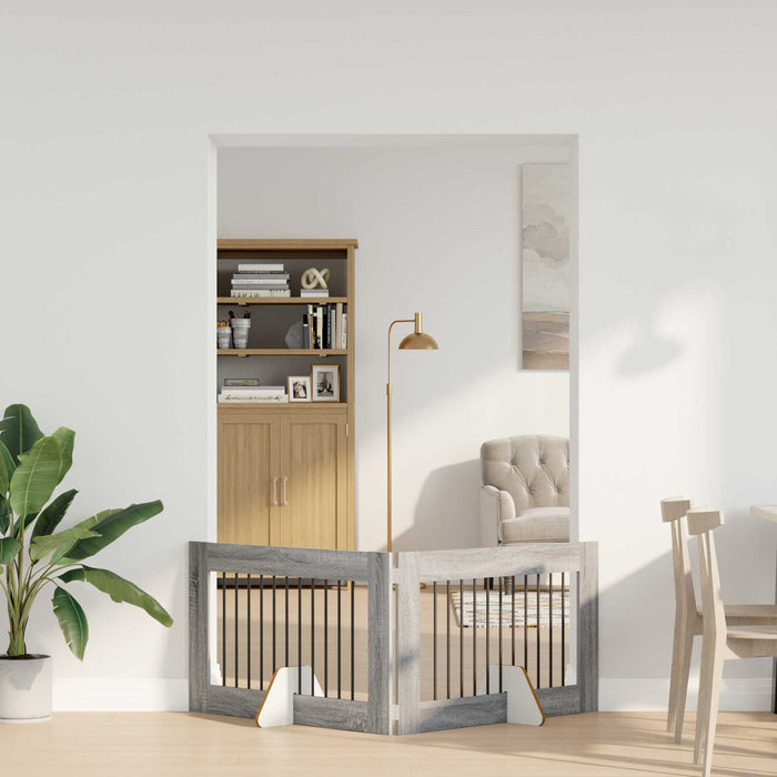 Poartă pentru câini cu suporturi 2 pcs Sonoma gri 100 x 60 cm WALTI