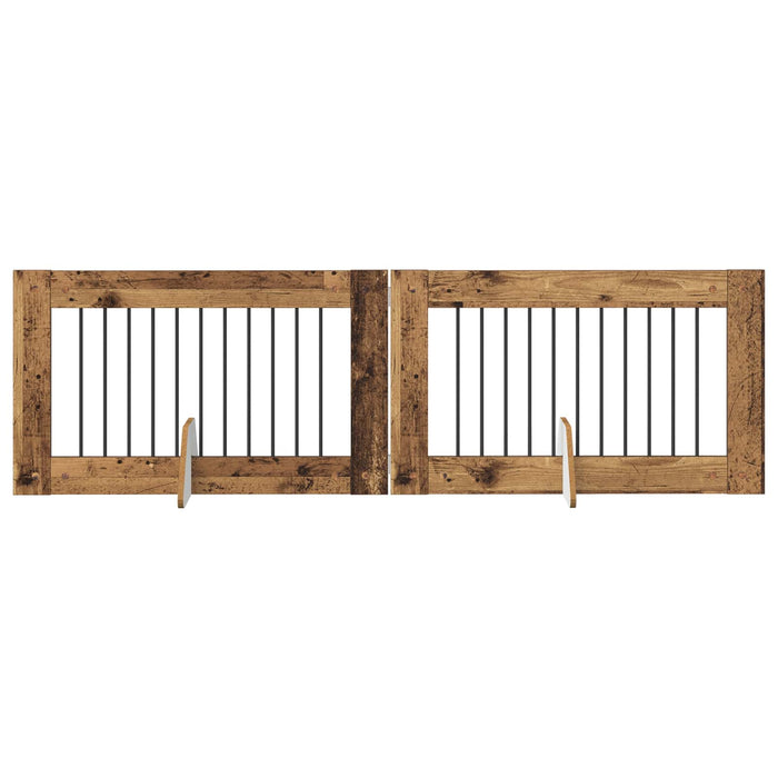 Poartă pentru câini cu suporturi 2 pcs Lemn vechi 100 x 60 cm WALTI