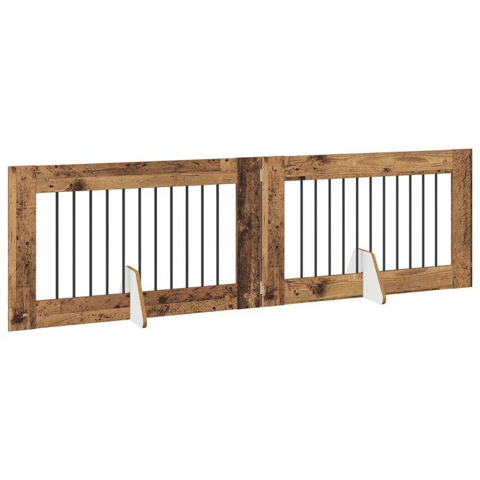 Poartă pentru câini cu suporturi 2 pcs Lemn vechi 100 x 60 cm WALTI
