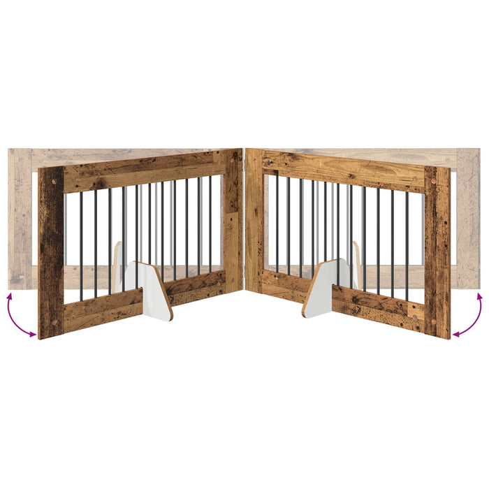 Poartă pentru câini cu suporturi 2 pcs Lemn vechi 100 x 60 cm WALTI