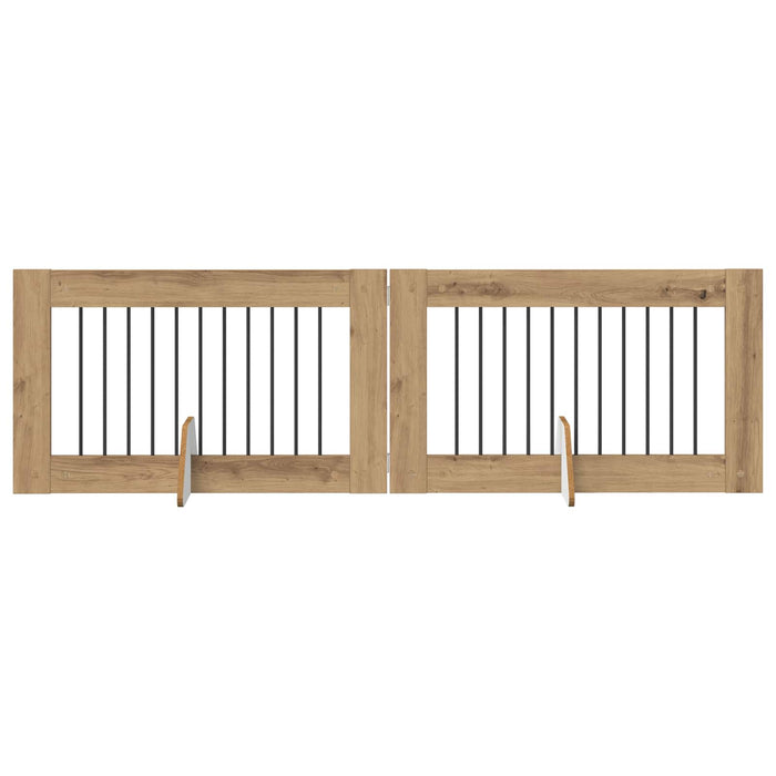 Poartă pentru câini cu suporturi 2 pcs Stejar Artizanal WALTI