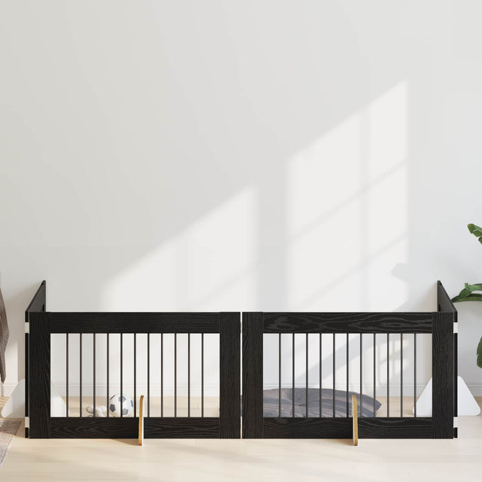 Poartă pentru câini cu suporturi 4 pcs Stejar Negru 100 x 60 cm WALTI