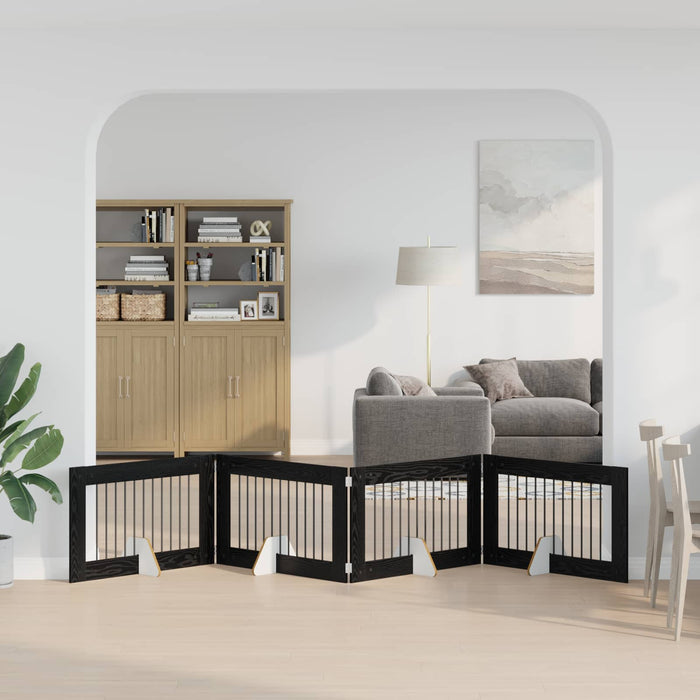 Poartă pentru câini cu suporturi 4 pcs Stejar Negru 100 x 60 cm WALTI