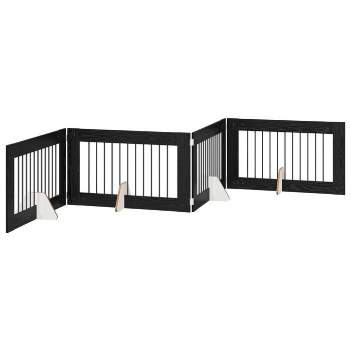 Poartă pentru câini cu suporturi 4 pcs Stejar Negru 100 x 60 cm WALTI