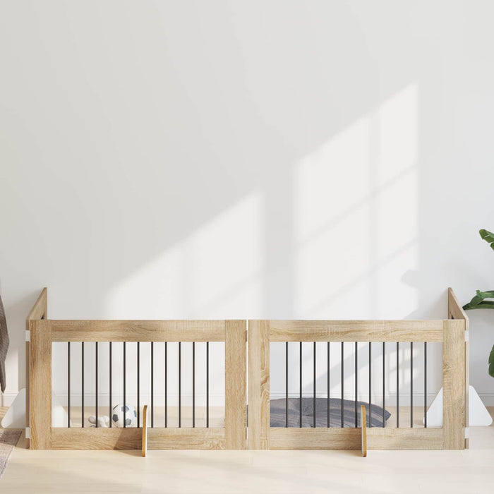 Poartă pentru câini cu suporturi 4 pcs Stejar Sonoma WALTI