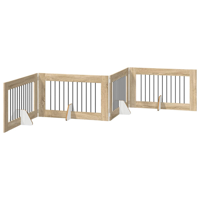 Poartă pentru câini cu suporturi 4 pcs Stejar Sonoma WALTI