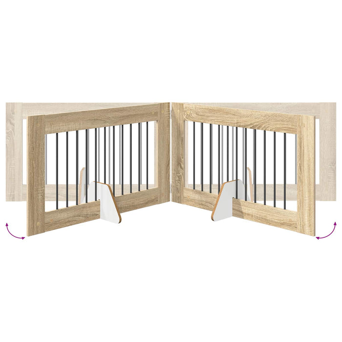 Poartă pentru câini cu suporturi 4 pcs Stejar Sonoma WALTI