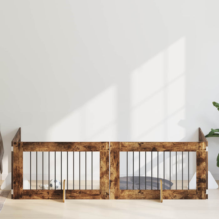 Poartă pentru câini cu suporturi 4 pcs Stejar fumuriu WALTI