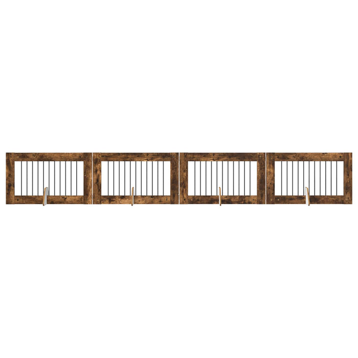 Poartă pentru câini cu suporturi 4 pcs Stejar fumuriu WALTI
