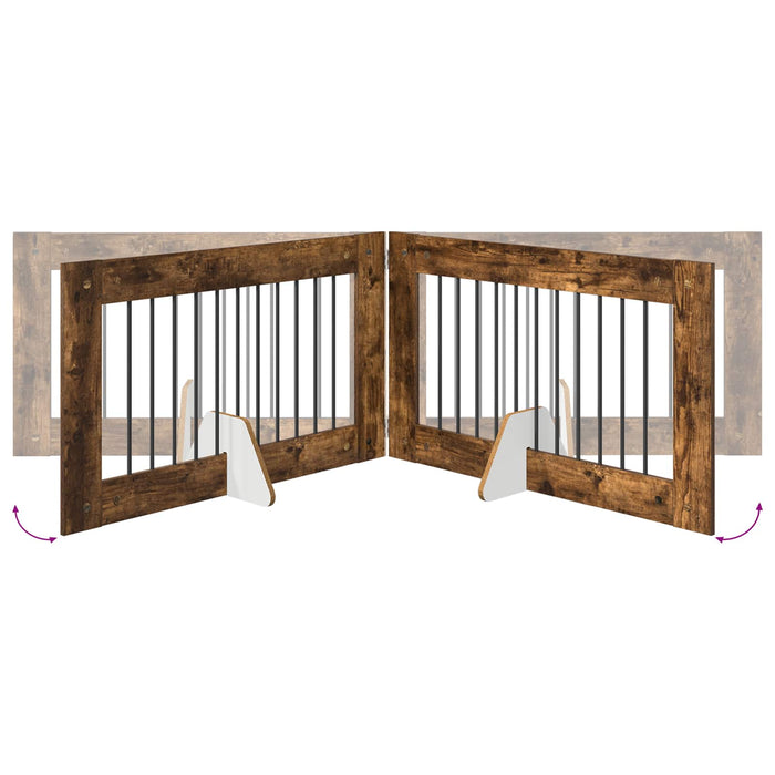 Poartă pentru câini cu suporturi 4 pcs Stejar fumuriu WALTI