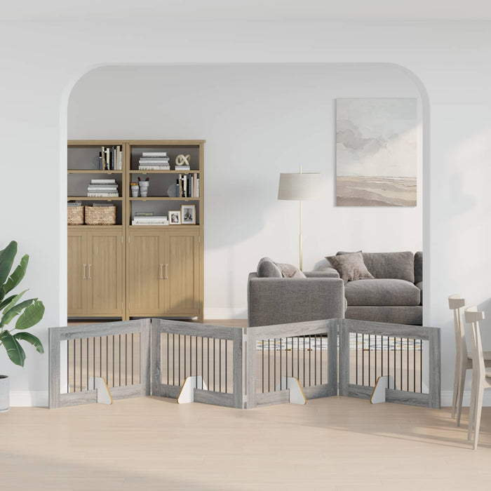 Poartă pentru câini cu suporturi 4 pcs Sonoma gri 100 x 60 cm WALTI