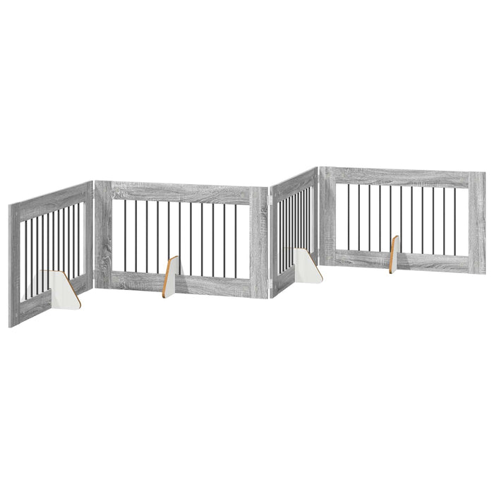 Poartă pentru câini cu suporturi 4 pcs Sonoma gri 100 x 60 cm WALTI