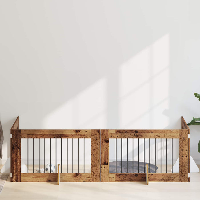 Poartă pentru câini cu suporturi 4 pcs Lemn vechi 100 x 60 cm - WALTI WALTI