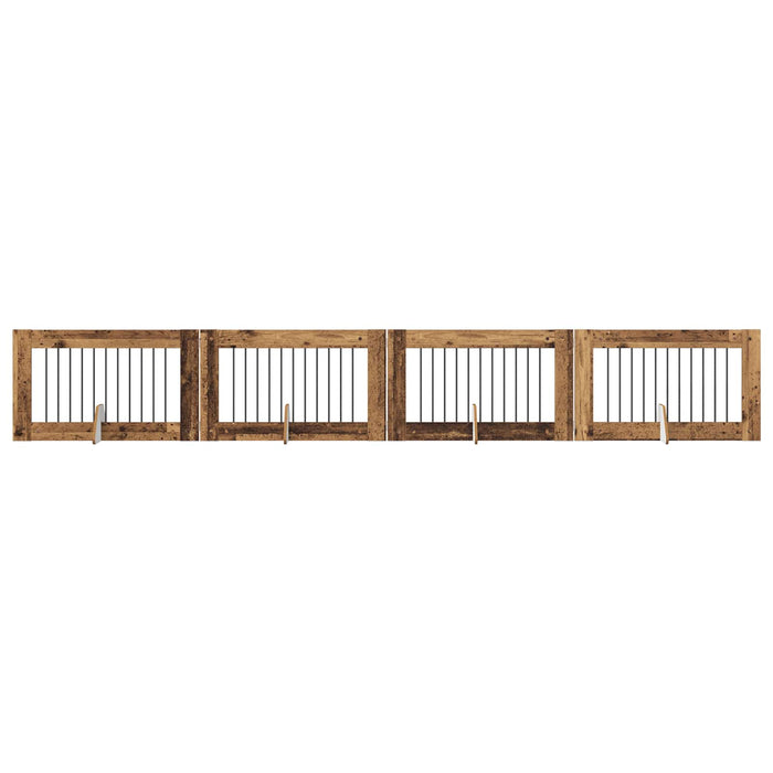 Poartă pentru câini cu suporturi 4 pcs Lemn vechi 100 x 60 cm - WALTI WALTI