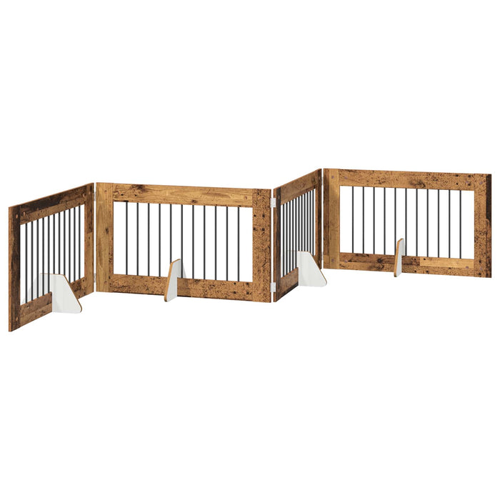 Poartă pentru câini cu suporturi 4 pcs Lemn vechi 100 x 60 cm - WALTI WALTI
