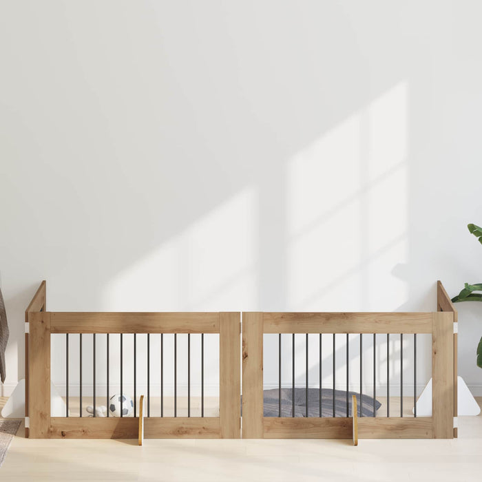 Poartă pentru câini cu suporturi 4 pcs Stejar Artizanal WALTI