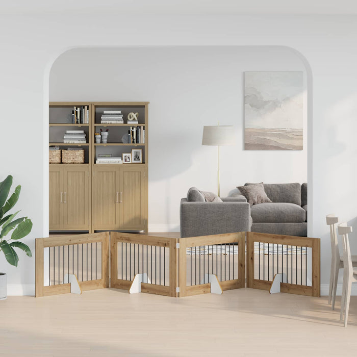 Poartă pentru câini cu suporturi 4 pcs Stejar Artizanal WALTI