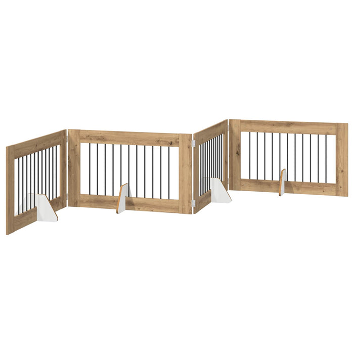 Poartă pentru câini cu suporturi 4 pcs Stejar Artizanal WALTI