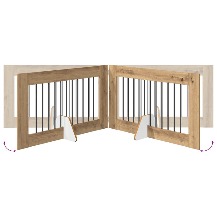 Poartă pentru câini cu suporturi 4 pcs Stejar Artizanal WALTI