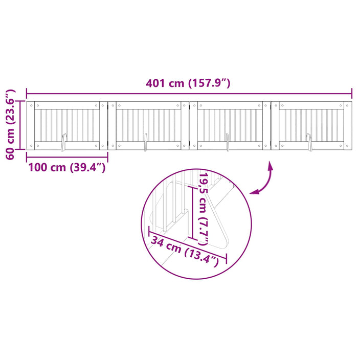 Poartă pentru câini cu suporturi 4 pcs Stejar Artizanal WALTI