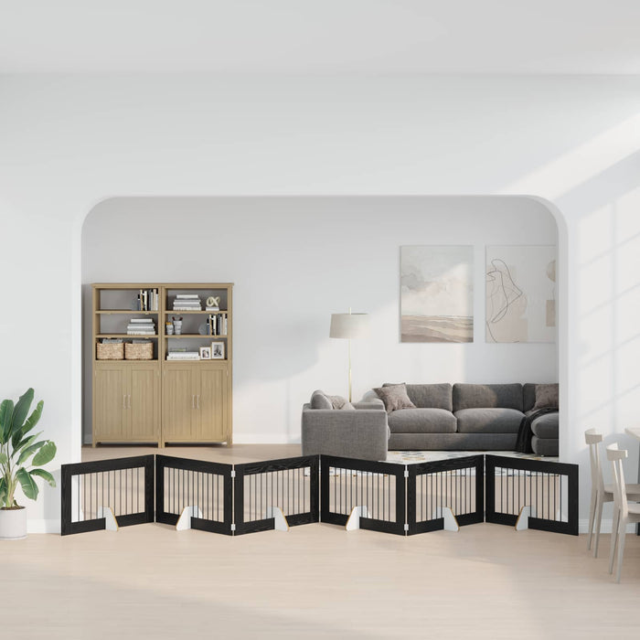 Poartă pentru câini cu suporturi 6 pcs Stejar Negru 100 x 60 cm WALTI