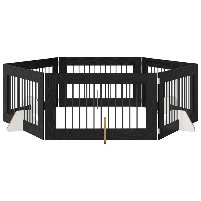 Poartă pentru câini cu suporturi 6 pcs Stejar Negru 100 x 60 cm WALTI