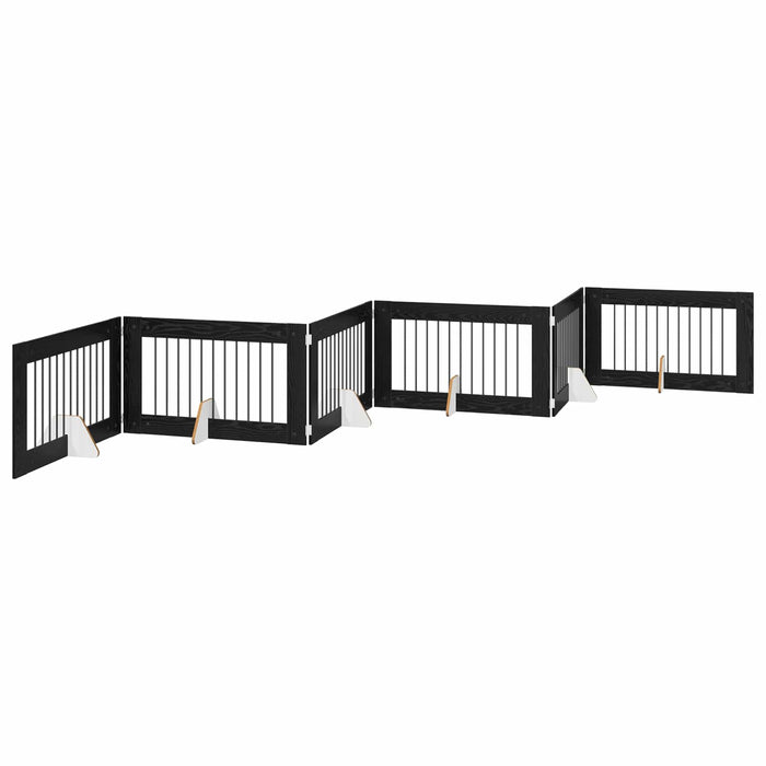 Poartă pentru câini cu suporturi 6 pcs Stejar Negru 100 x 60 cm WALTI
