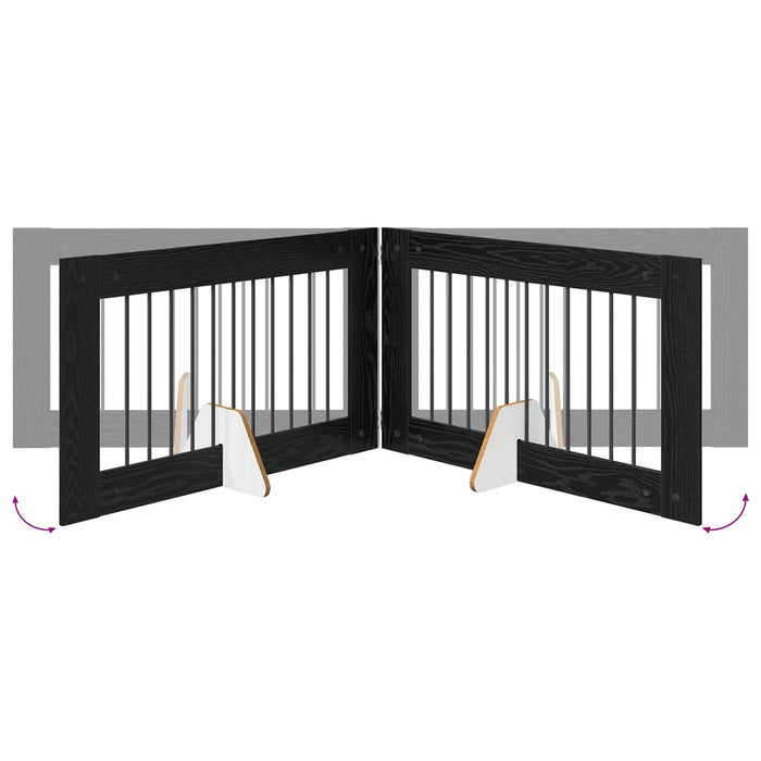 Poartă pentru câini cu suporturi 6 pcs Stejar Negru 100 x 60 cm WALTI