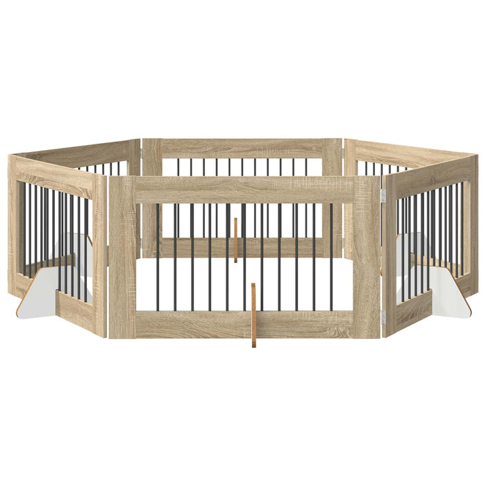 Poartă pentru câini cu suporturi 6 pcs Stejar Sonoma WALTI