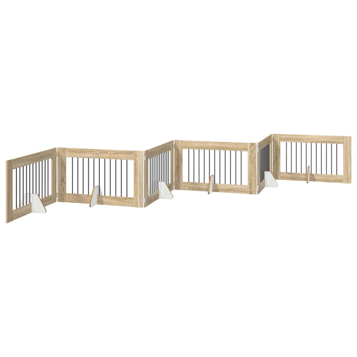 Poartă pentru câini cu suporturi 6 pcs Stejar Sonoma WALTI