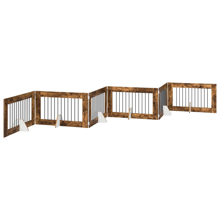 Poartă pentru câini cu suporturi 6 pcs Stejar fumuriu WALTI