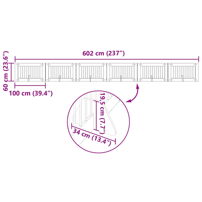 Poartă pentru câini cu suporturi 6 pcs Stejar fumuriu WALTI