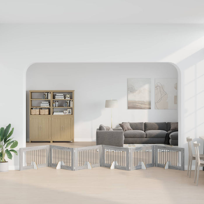 Poartă pentru câini cu suporturi 6 pcs Sonoma gri 100 x 60 cm WALTI