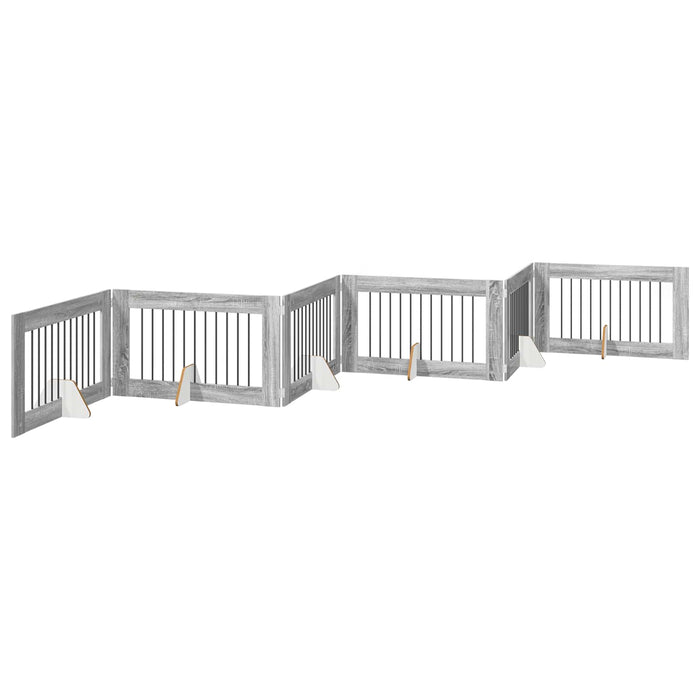 Poartă pentru câini cu suporturi 6 pcs Sonoma gri 100 x 60 cm WALTI