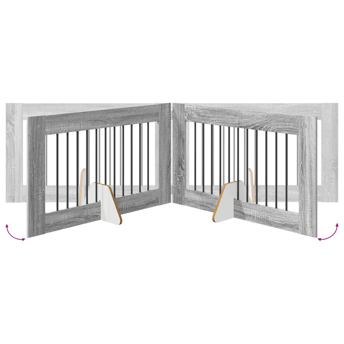 Poartă pentru câini cu suporturi 6 pcs Sonoma gri 100 x 60 cm WALTI
