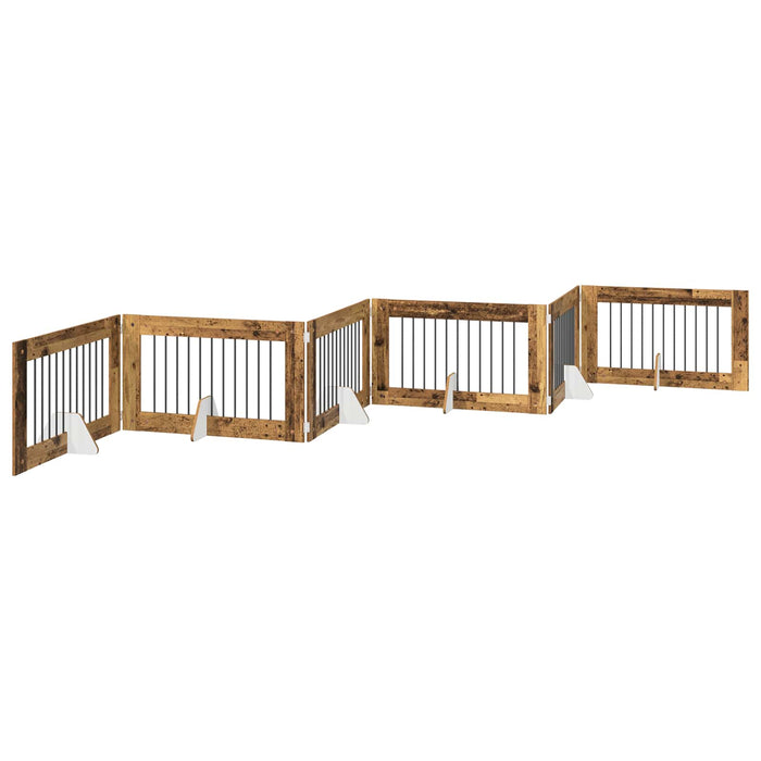 Poartă pentru câini cu suporturi 6 pcs Lemn vechi 100 x 60 cm WALTI