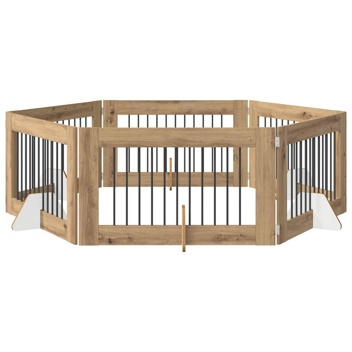 Poartă pentru câini cu suporturi 6 pcs Stejar Artizanal WALTI