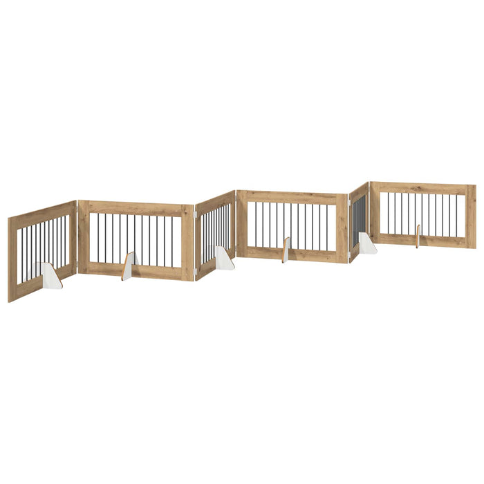 Poartă pentru câini cu suporturi 6 pcs Stejar Artizanal WALTI