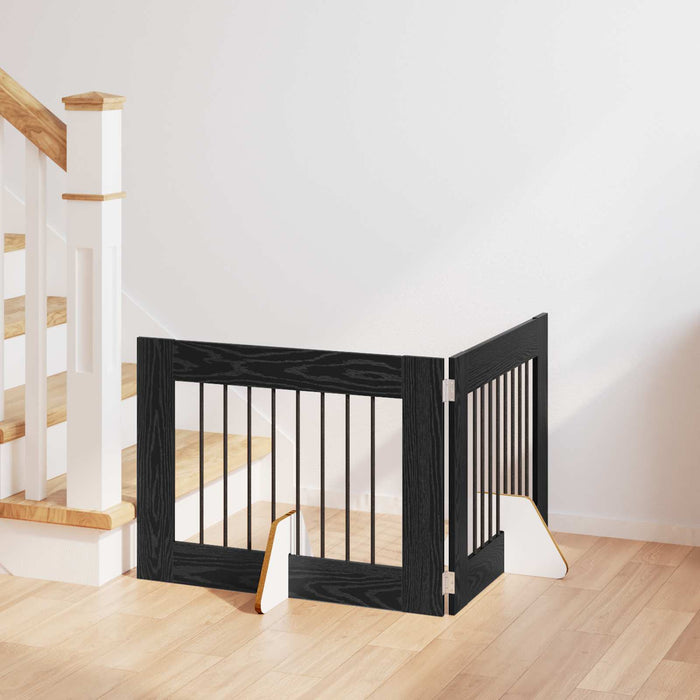 Poartă pentru câini cu suporturi 2 pcs Stejar Negru 80 x 60 cm - WALTI WALTI
