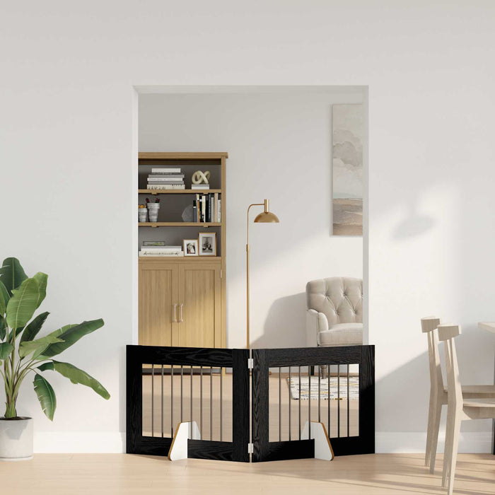 Poartă pentru câini cu suporturi 2 pcs Stejar Negru 80 x 60 cm - WALTI WALTI