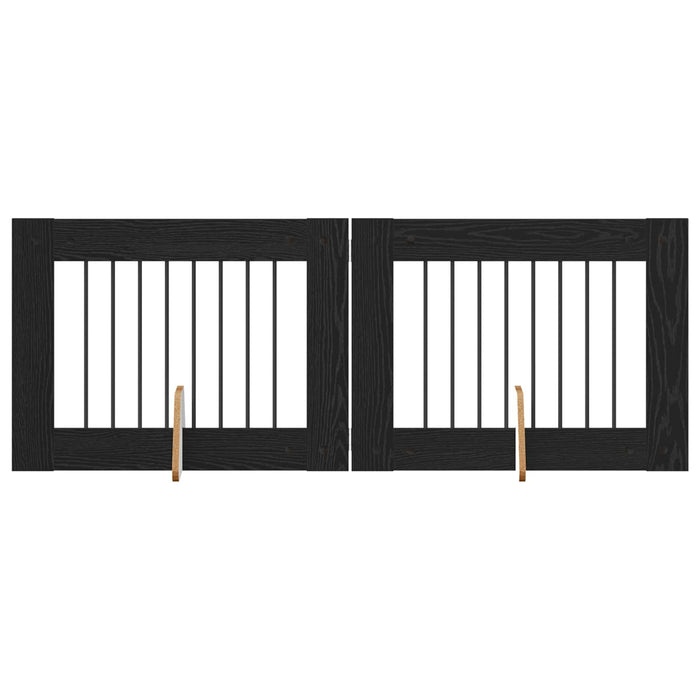 Poartă pentru câini cu suporturi 2 pcs Stejar Negru 80 x 60 cm - WALTI WALTI