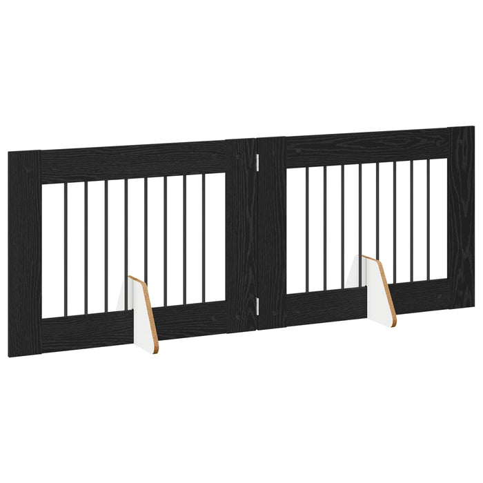 Poartă pentru câini cu suporturi 2 pcs Stejar Negru 80 x 60 cm - WALTI WALTI