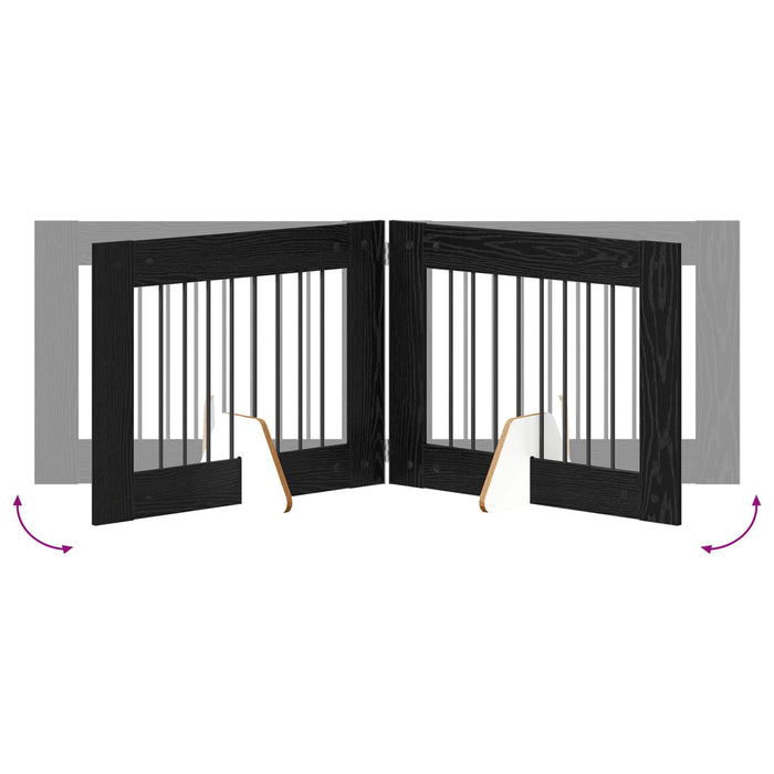 Poartă pentru câini cu suporturi 2 pcs Stejar Negru 80 x 60 cm - WALTI WALTI