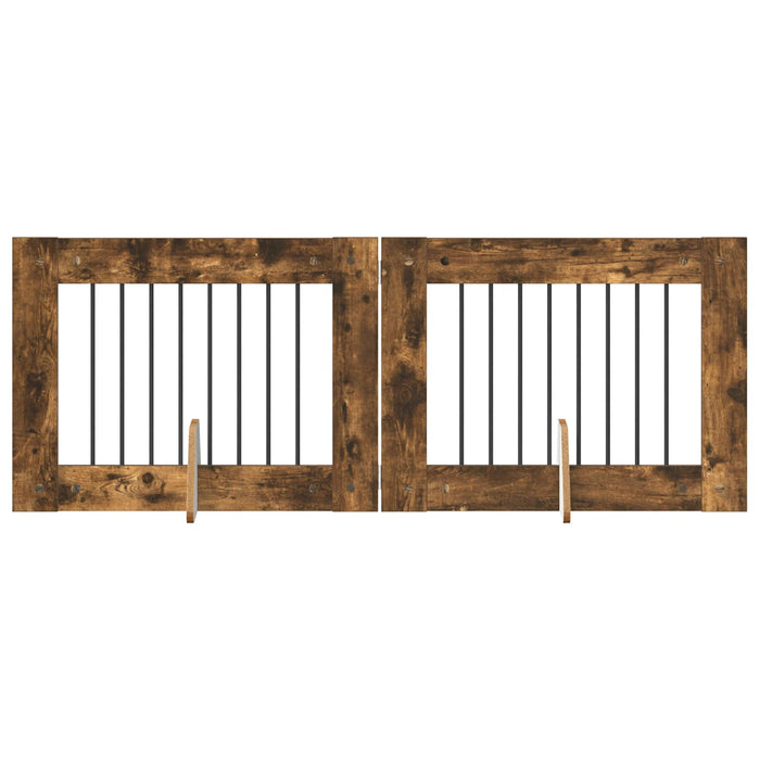 Poartă pentru câini cu suporturi 2 pcs Stejar fumuriu WALTI